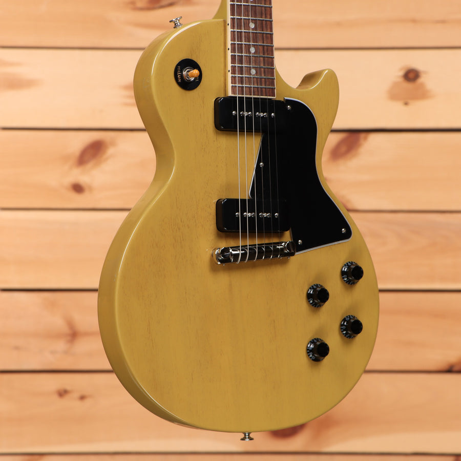 Gibson Les Paul Special electric guitar TV Yellow finish with dual P90 pickups and black pickguard