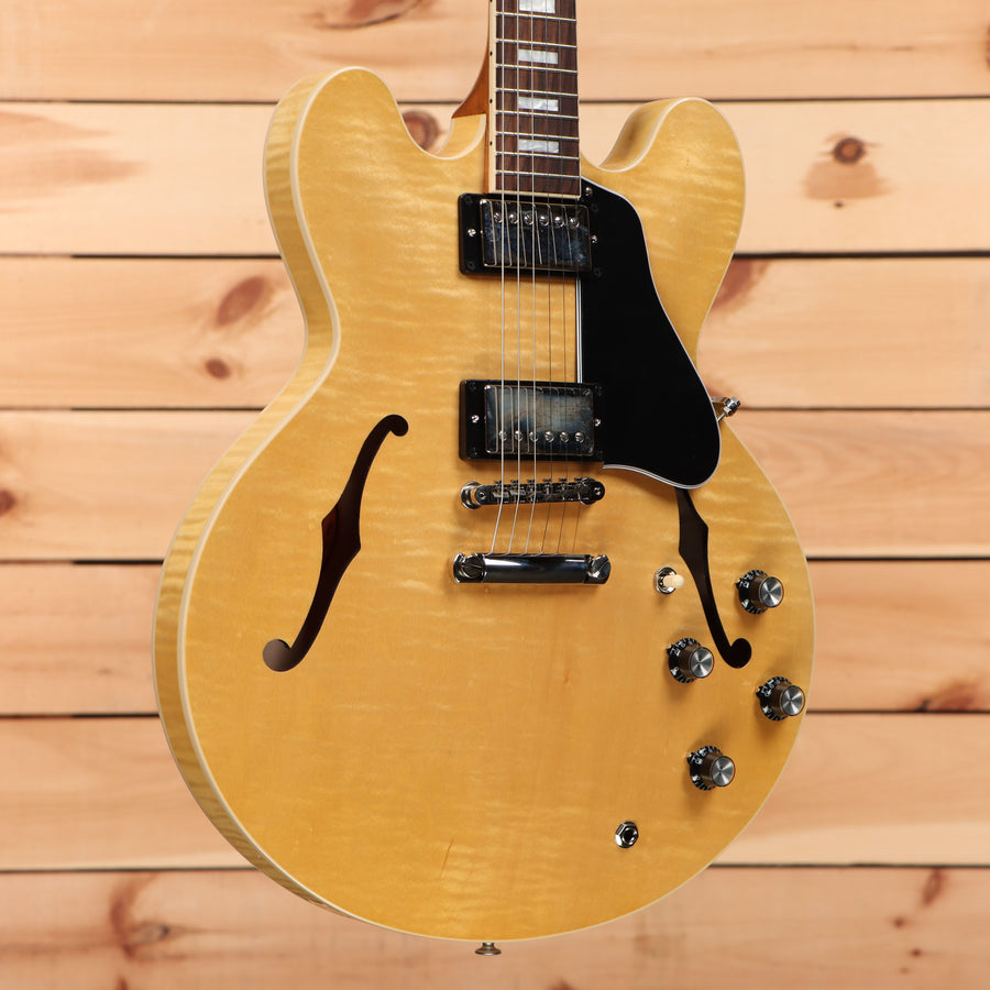 Gibson ES-335 semi-hollow electric guitar Figured Antique Natural with dual humbuckers and f-holes