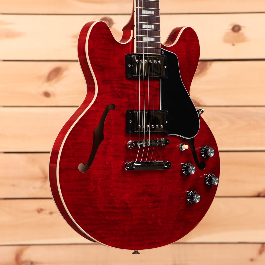 Gibson ES-339 semi-hollow body electric guitar Figured 60s Cherry with black pickguard and dual humbuckers