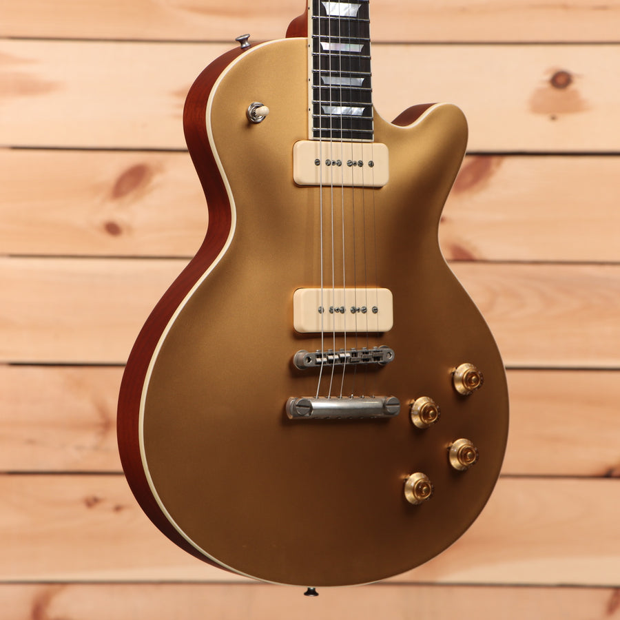 Eastman SB56-N semi-hollow body electric guitar vintage gold finish with gold hardware and P90 pickups