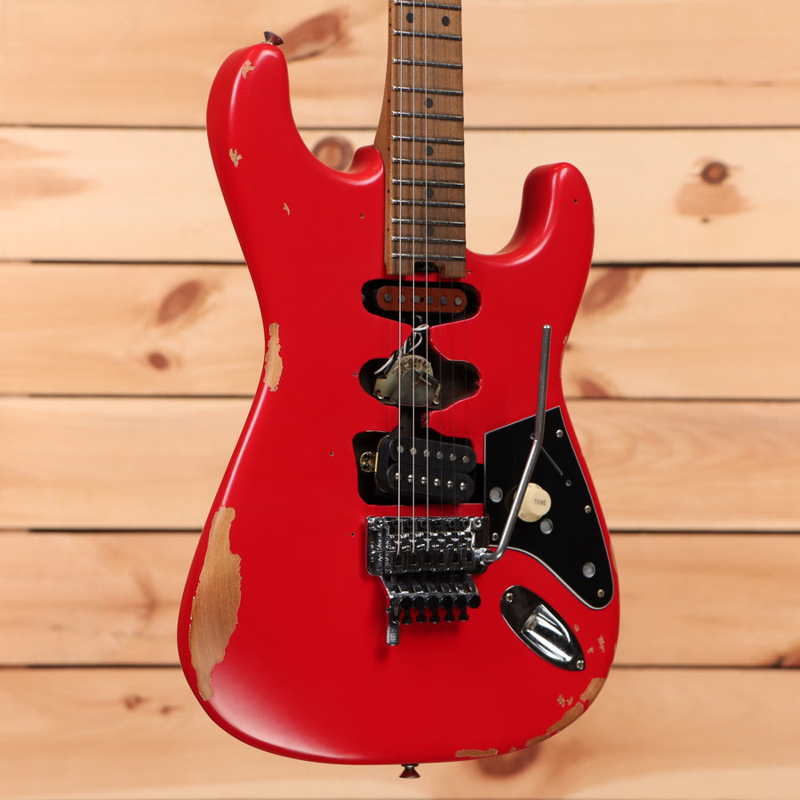 EVH Frankenstein Relic red electric Stratocaster with Floyd Rose tremolo bridge