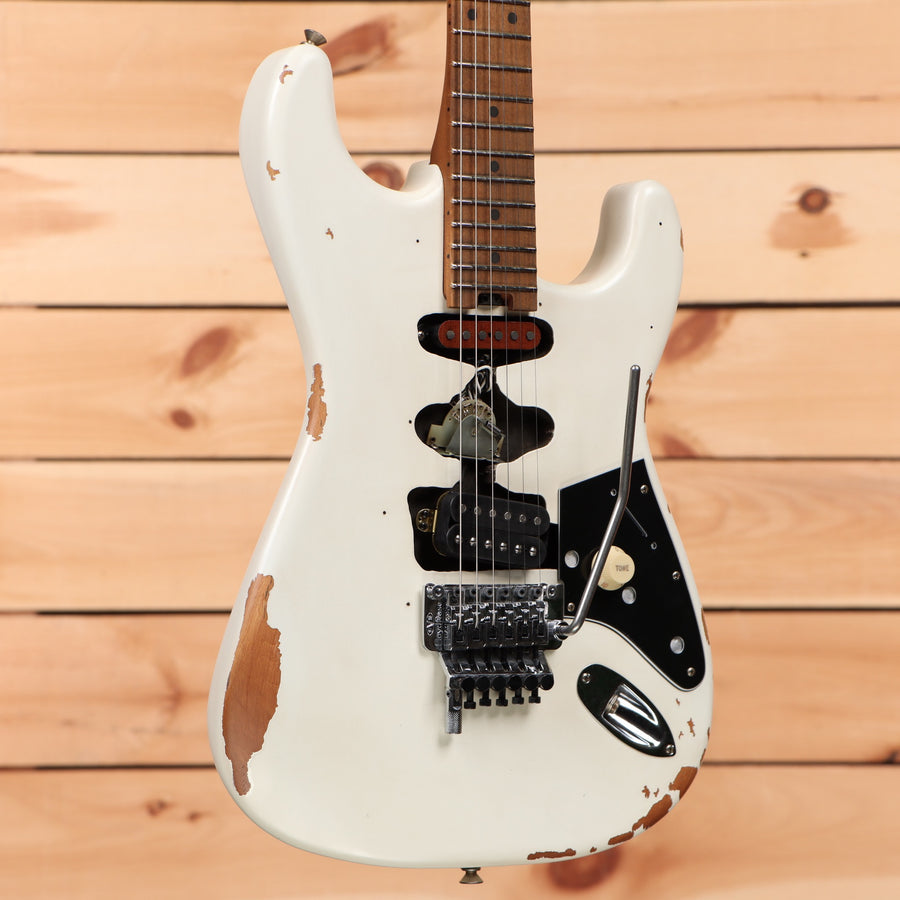 EVH Frankenstein Relic Series white electric Stratocaster with Floyd Rose tremolo bridge