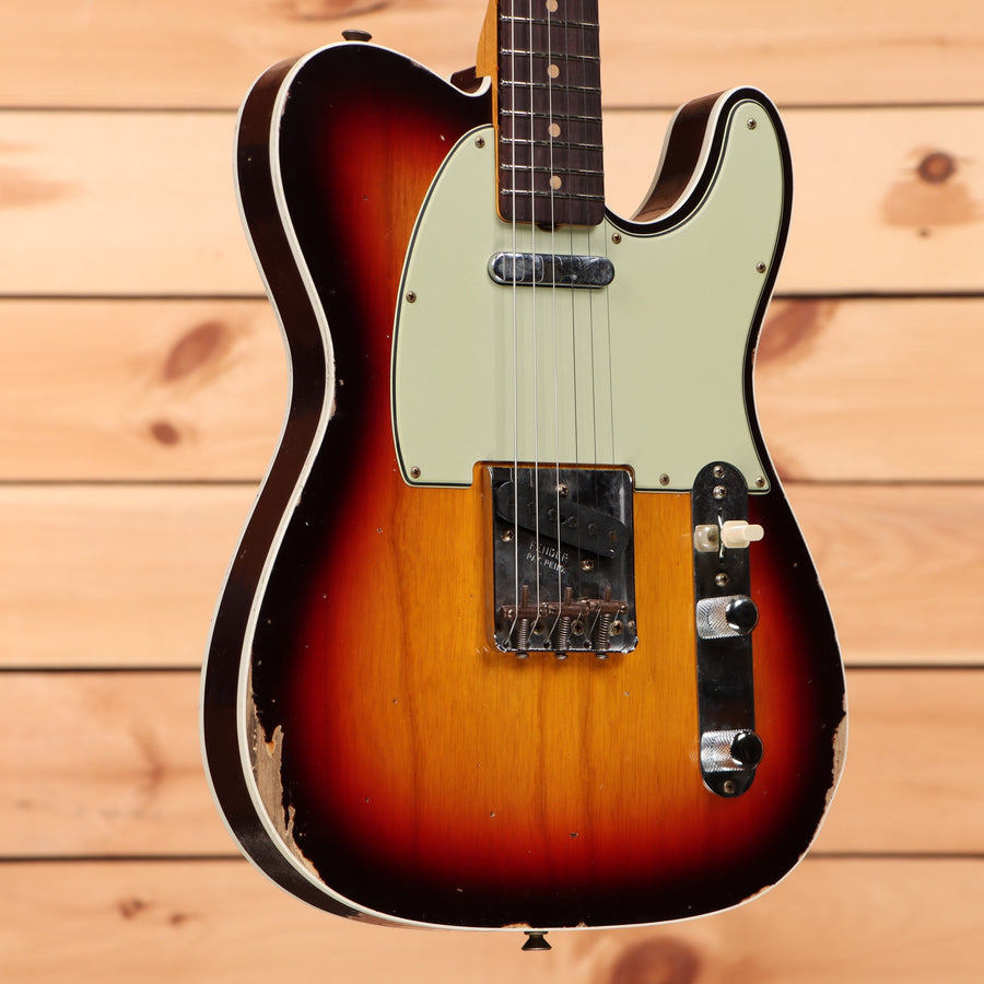 Fender Custom Shop 1960 Telecaster Custom electric guitar Chocolate 3-Tone Sunburst relic with single-coil pickups