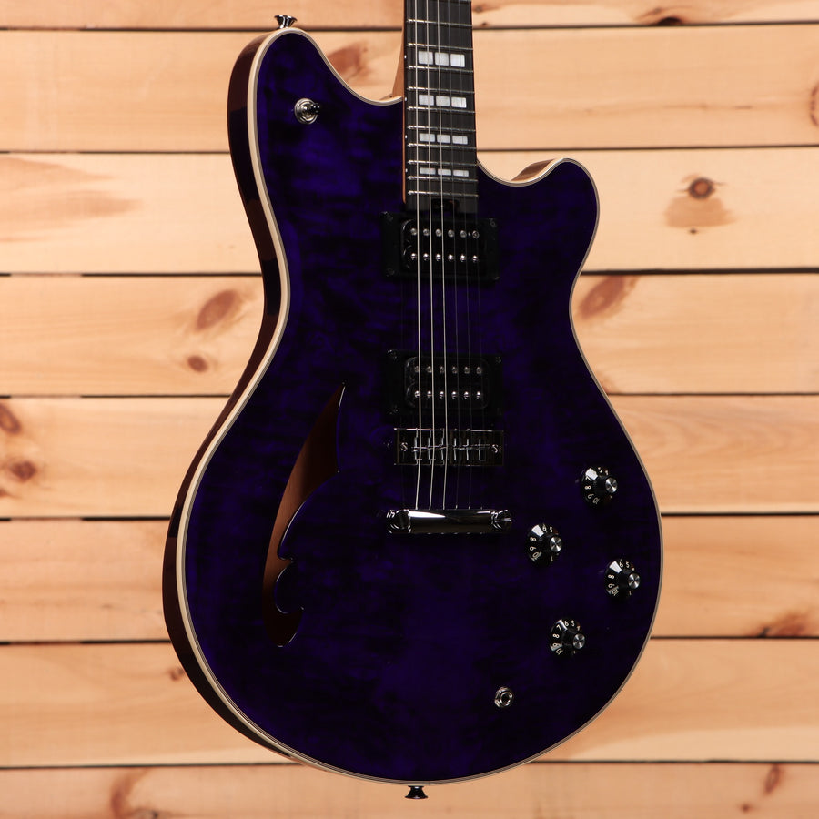 EVH SA126 Special semi-hollow electric guitar transparent purple with dual humbucker pickups