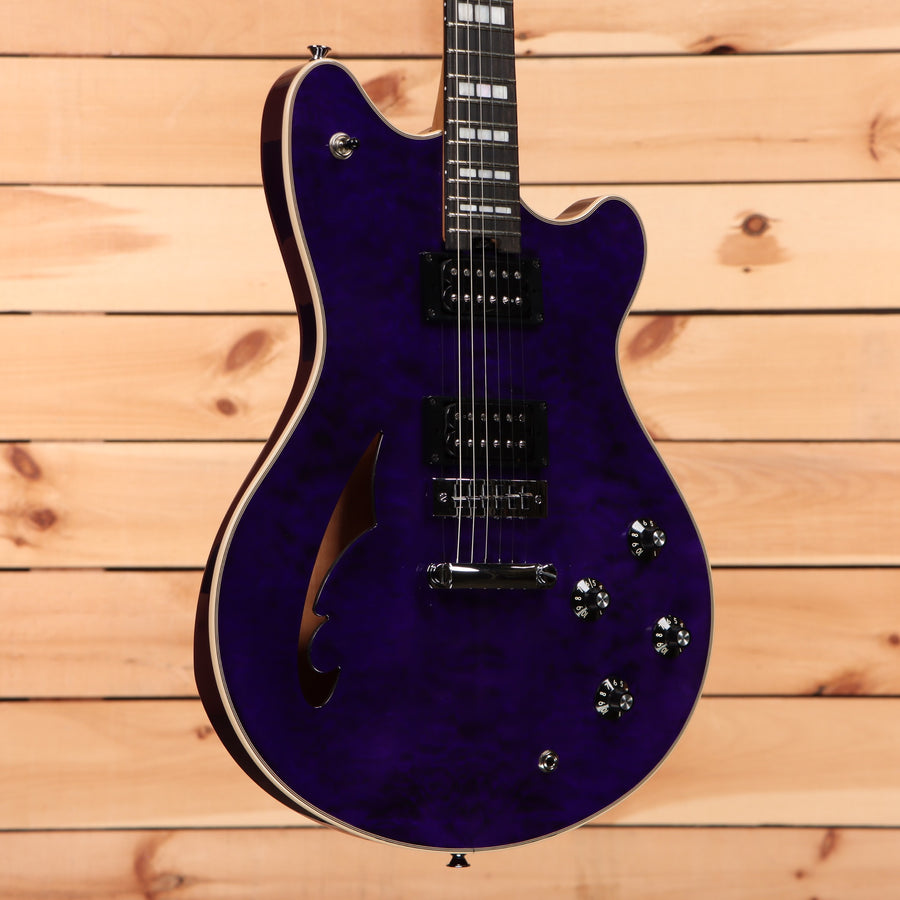 EVH SA126 Special semi-hollow electric guitar transparent purple with dual humbuckers
