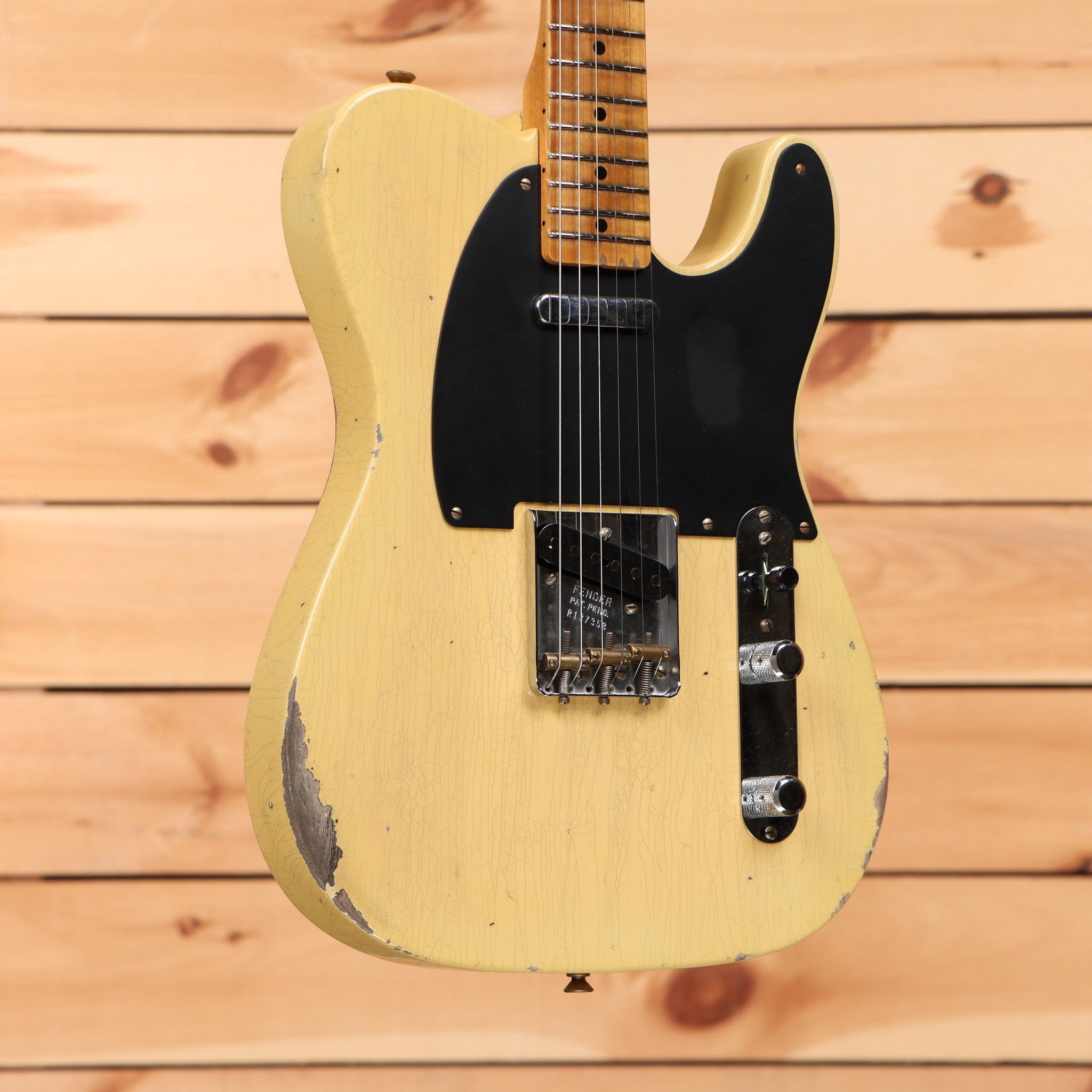 Fender Custom Shop 1950 Double Esquire Relic electric guitar Nocaster Blonde with black pickguard