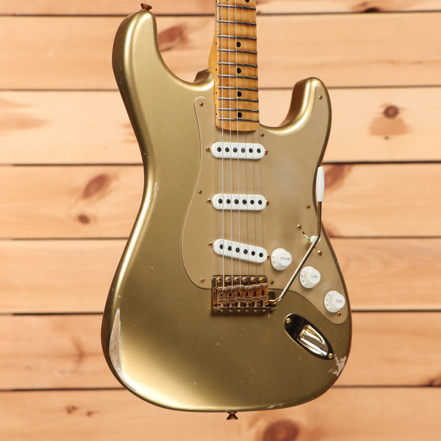 Fender Custom Shop Limited 1955 Bone Tone Stratocaster relic electric guitar aged Hale Gold with single-coil pickups