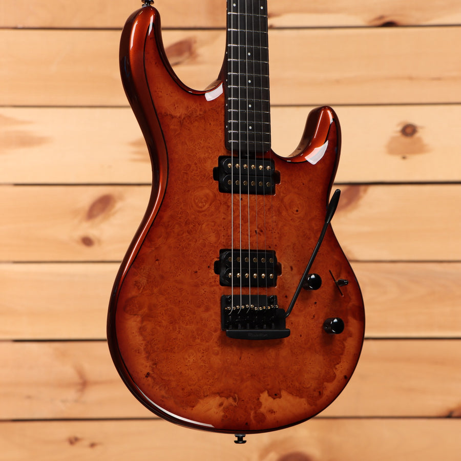 Pre-owned Ernie Ball Luke III BFR electric guitar Woody finish with dual humbuckers and figured top
