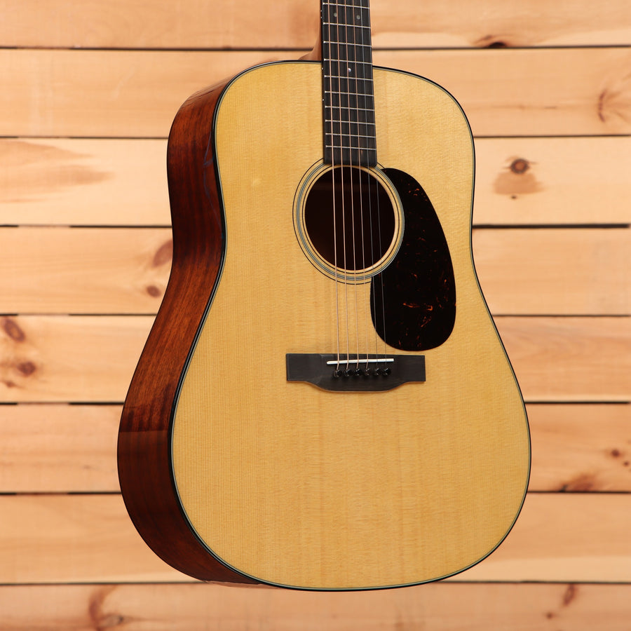 Martin D-18 dreadnought acoustic guitar Natural with Sitka spruce top and tortoise shell pickguard