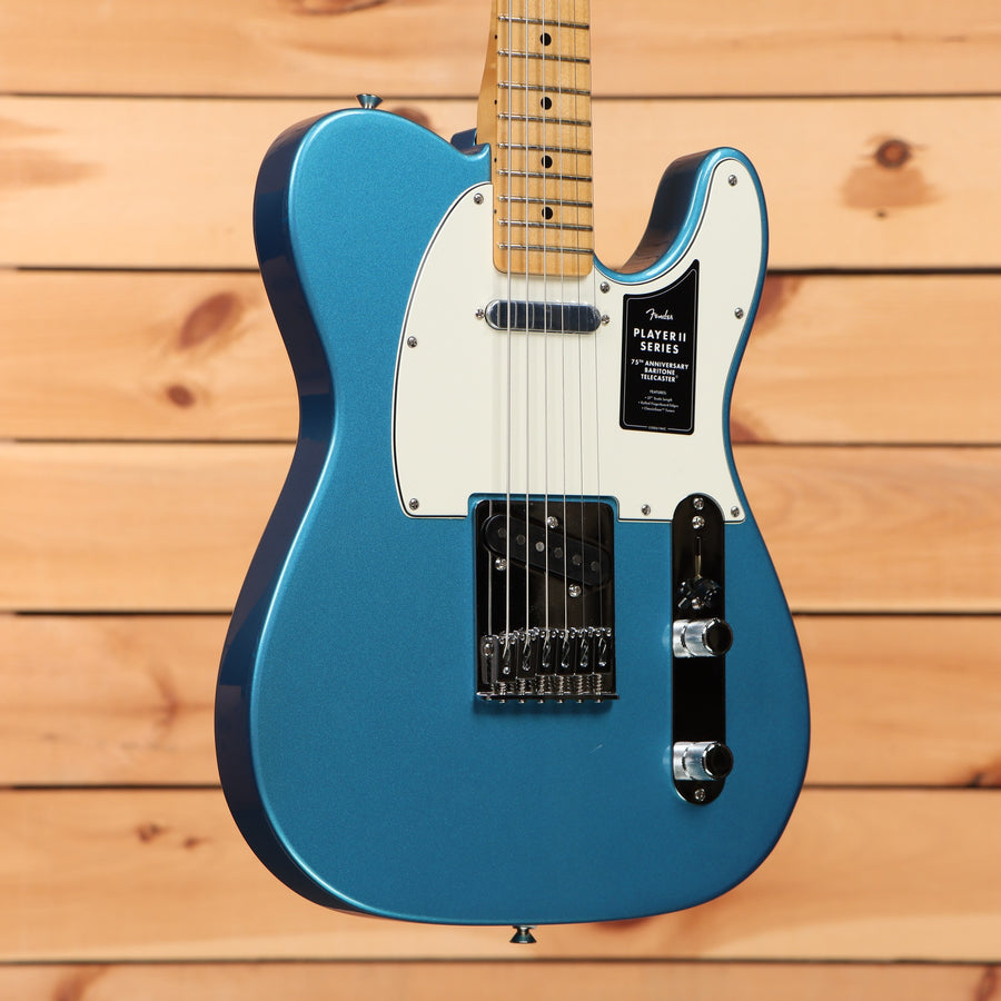 Fender Player II 75th Anniversary Baritone Telecaster electric guitar Lake Placid Blue with maple fretboard