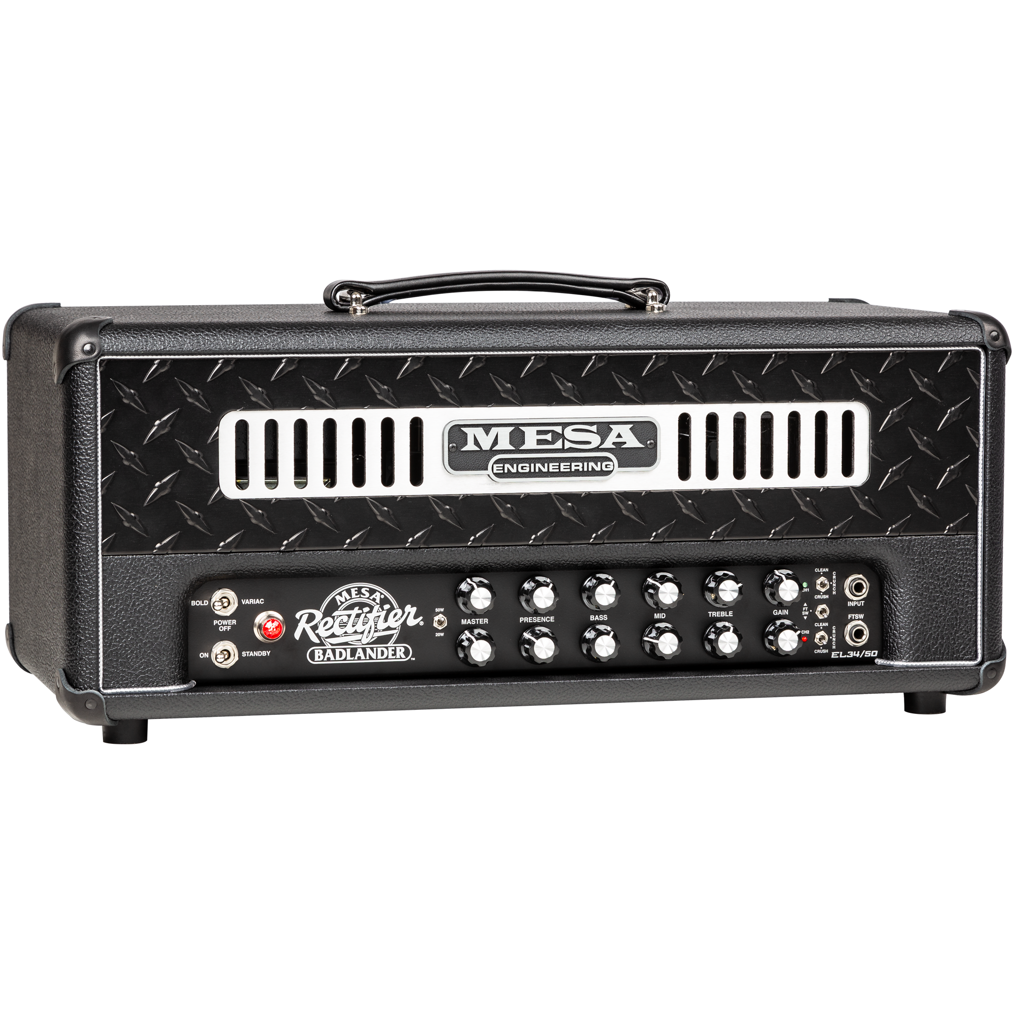 Mesa Boogie Badlander 50 tube amplifier head black with diamond plate grille