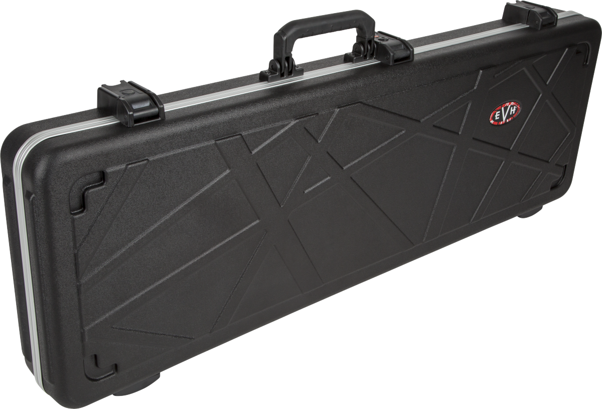EVH Stripe Series black guitar hard case with aluminum top handle and protective foam interior