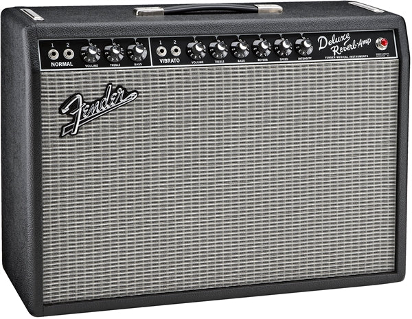 Fender 65 Deluxe Reverb combo amplifier black with silver grille and dual channels