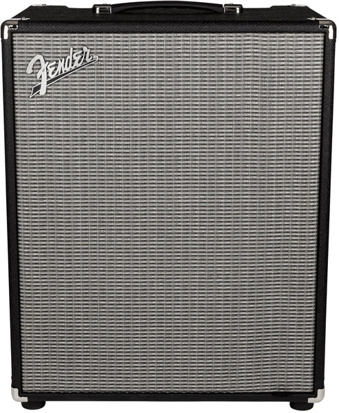 Fender Rumble 200 bass combo amplifier with silver grille cloth and black tolex covering