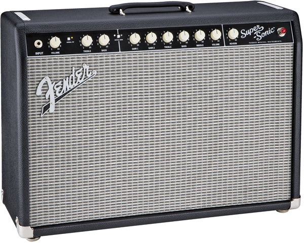 Fender Super-Sonic 22 combo amplifier black and silver with 10-watt tube-driven circuitry and vintage-style controls