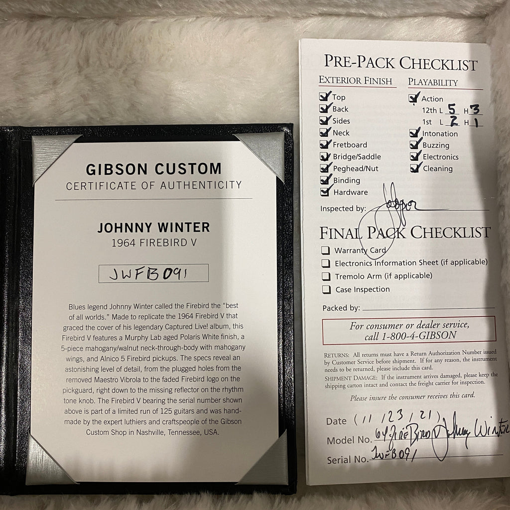 Gibson Johnny Winter 1964 Firebird V - Express Shipping - (G-594) Serial: JWFB091 - PLEK'd-10-Righteous Guitars