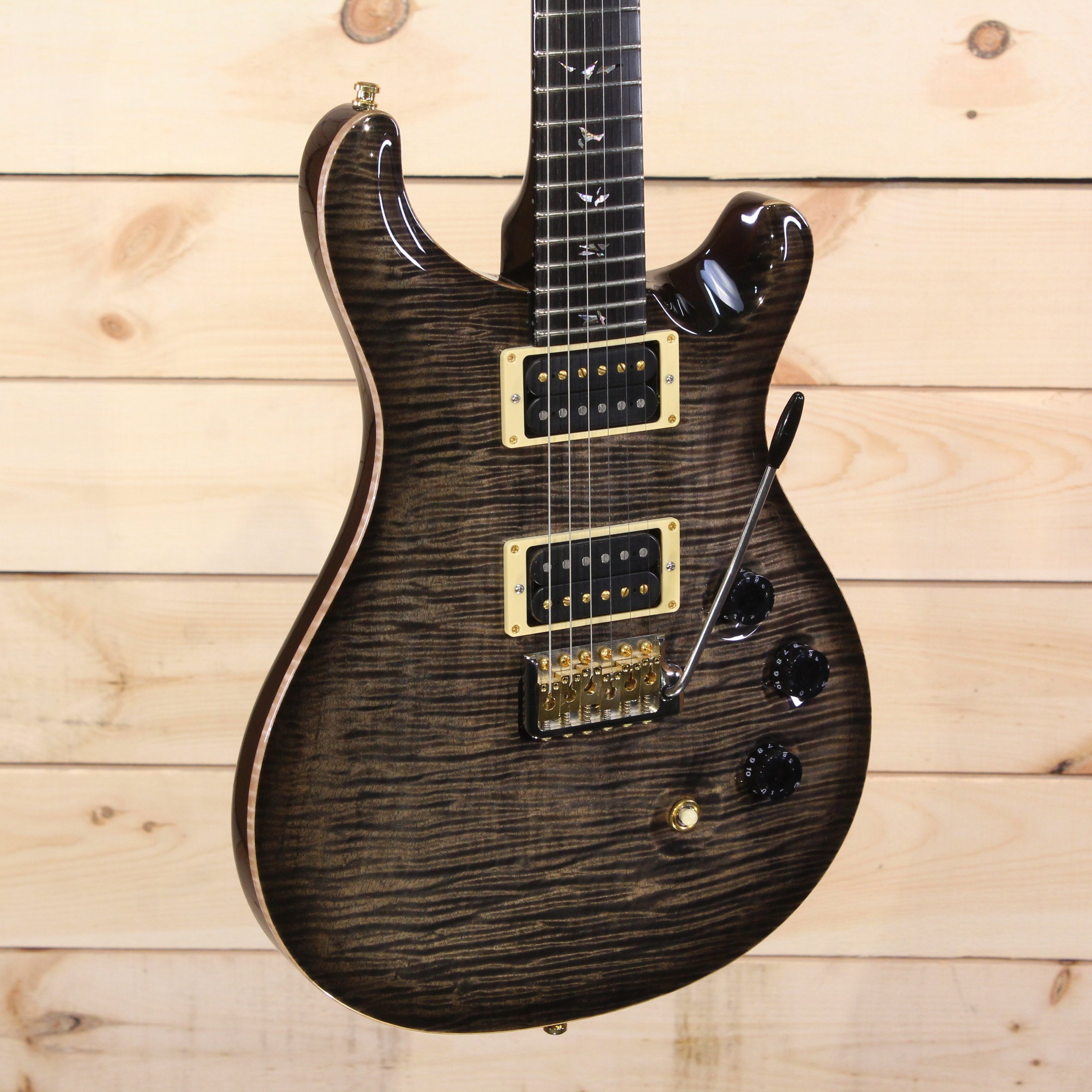 PRS Private Stock Custom 24 electric guitar charcoal burst flamed maple top with gold hardware and bird inlays