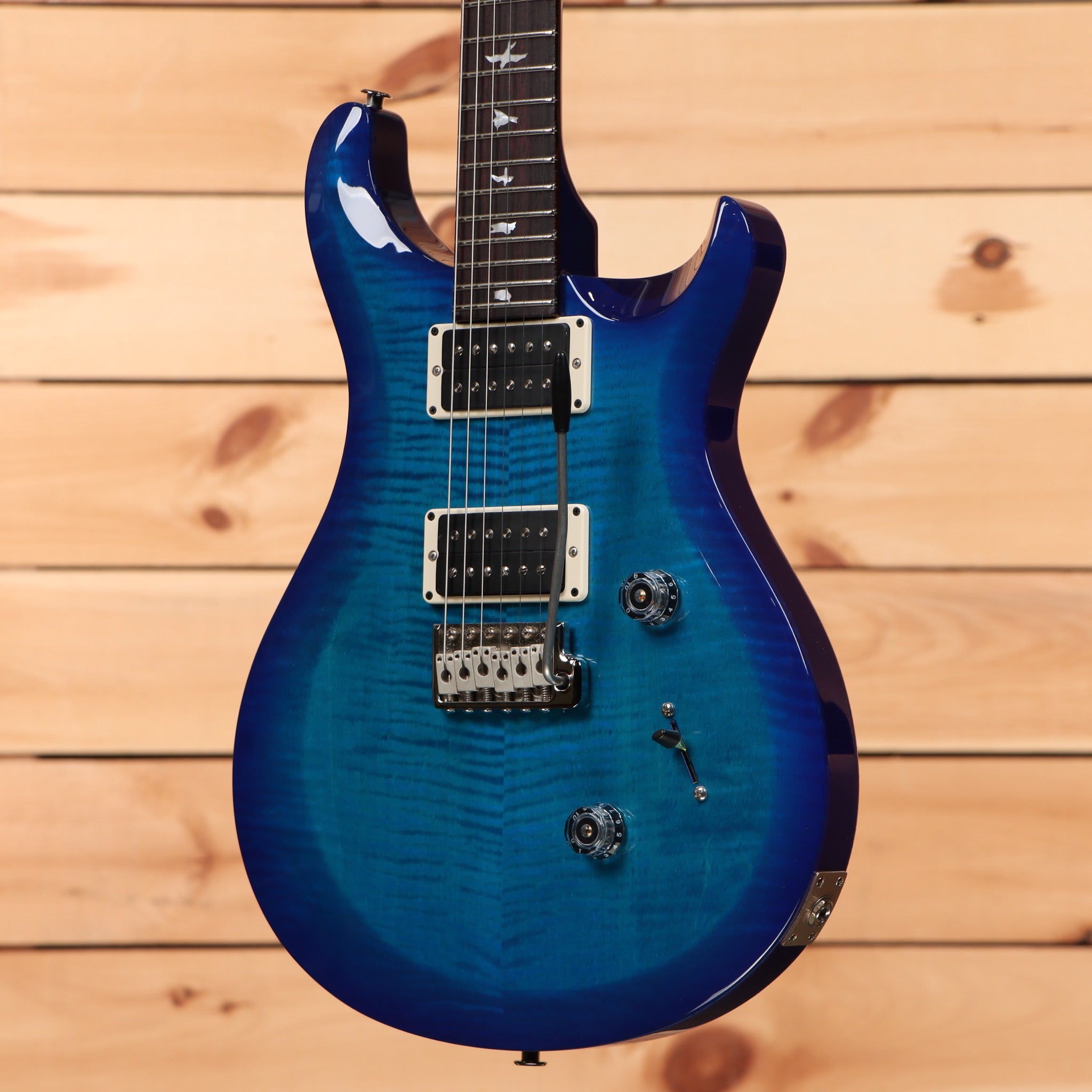 Paul Reed Smith 10th Anniversary S2 Custom 24 Lake Blue electric guitar with flamed maple top and dual humbuckers