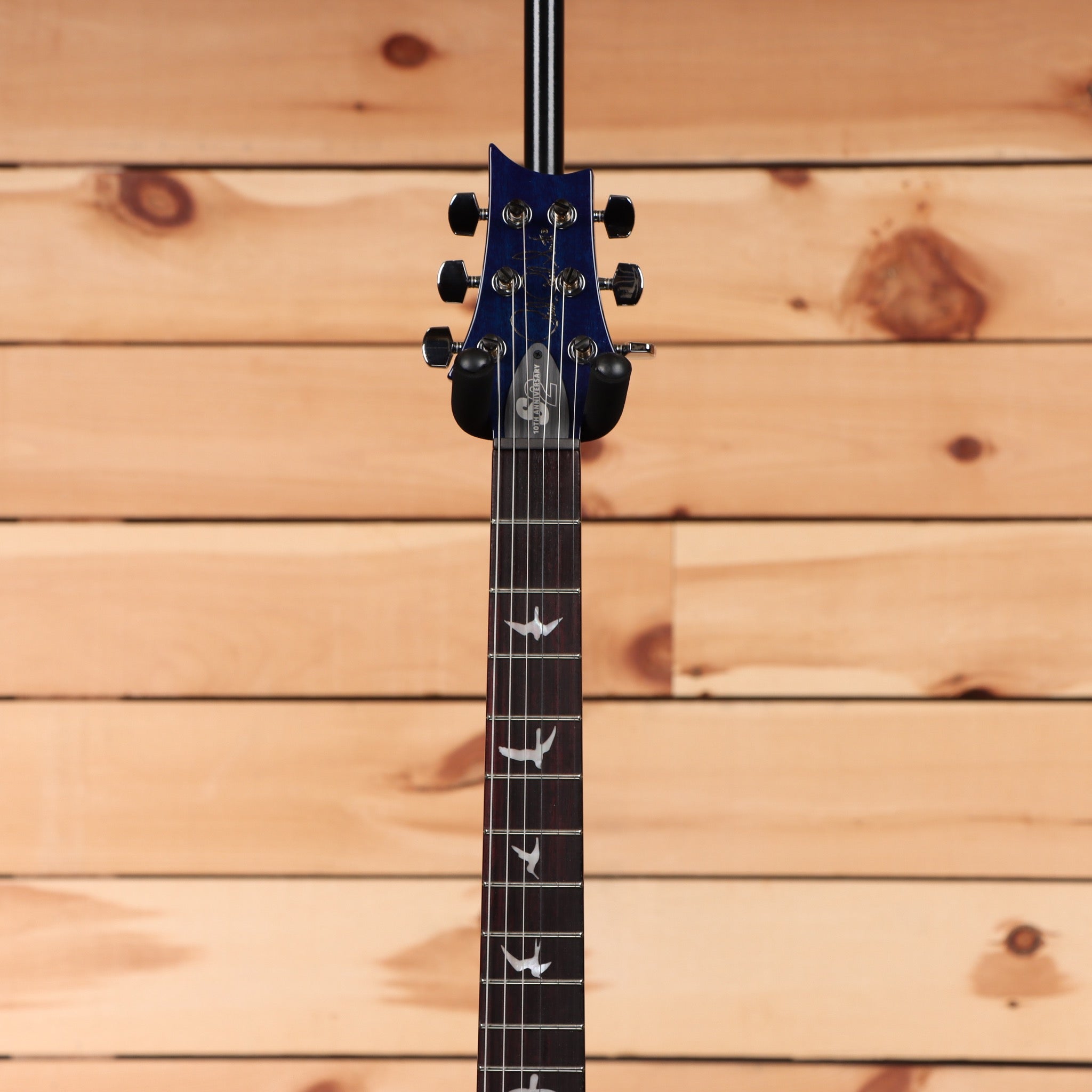 Paul Reed Smith 10th Anniversary S2 Custom 24 Lake Blue electric guitar with bird inlays on fretboard