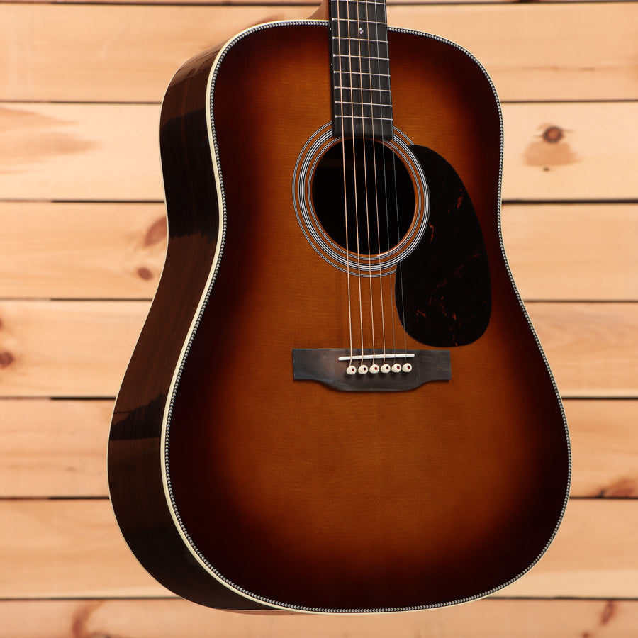 Martin HD28 Ambertone dreadnought acoustic guitar with white binding and rosewood back sides
