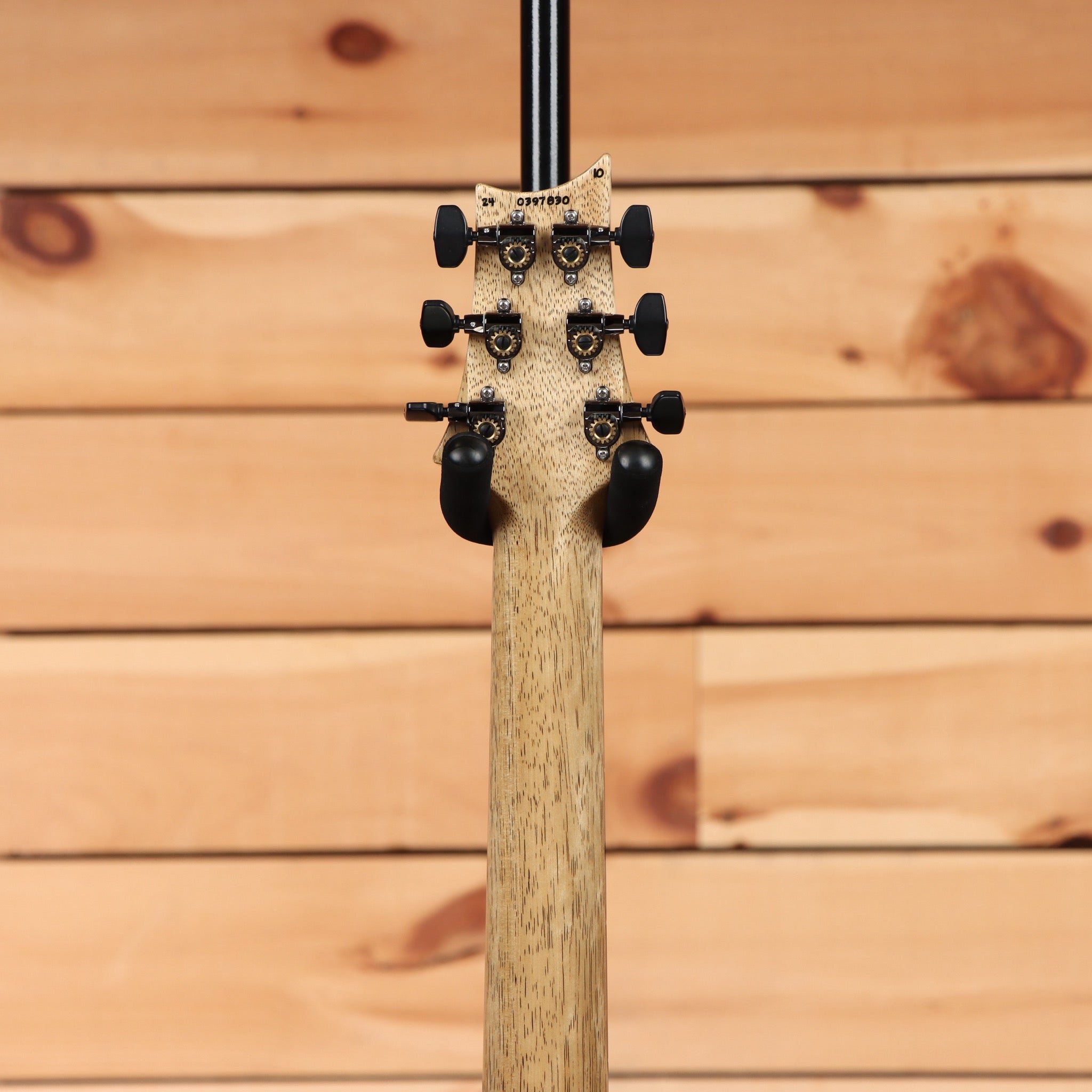 Paul Reed Smith Modern Eagle V River Blue electric guitar with black tuning machines and maple neck