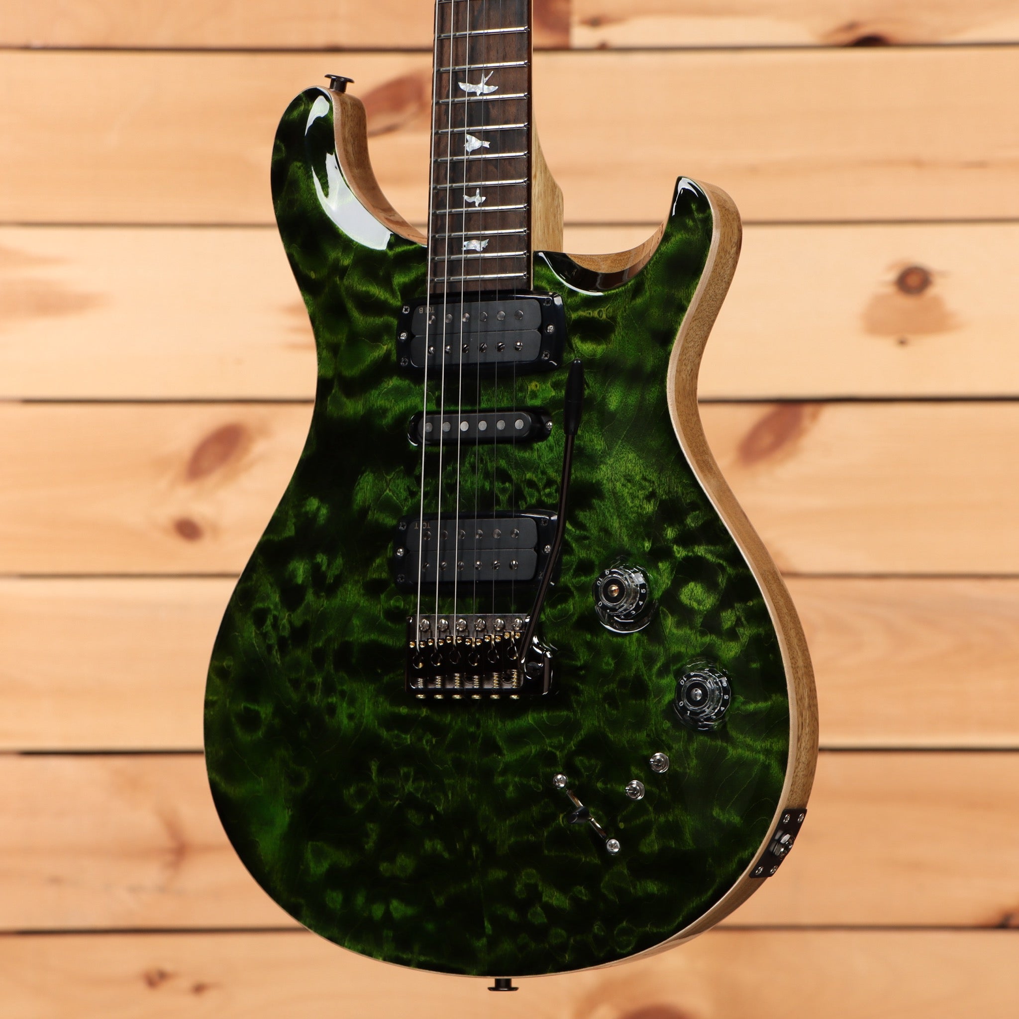 Paul Reed Smith Modern Eagle V Wood Library electric guitar Jade Quilt with dual humbuckers and tremolo bridge