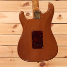 Fender Custom Shop Artisan Stratocaster electric guitar aged natural with maple burl top and dark red pickguard