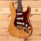 Fender Custom Shop Artisan Stratocaster electric guitar Aged Natural with maple burl body and dark red tortoiseshell pickguard