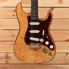 Fender Custom Shop Artisan Maple Burl Stratocaster electric guitar aged natural with tortoiseshell pickguard