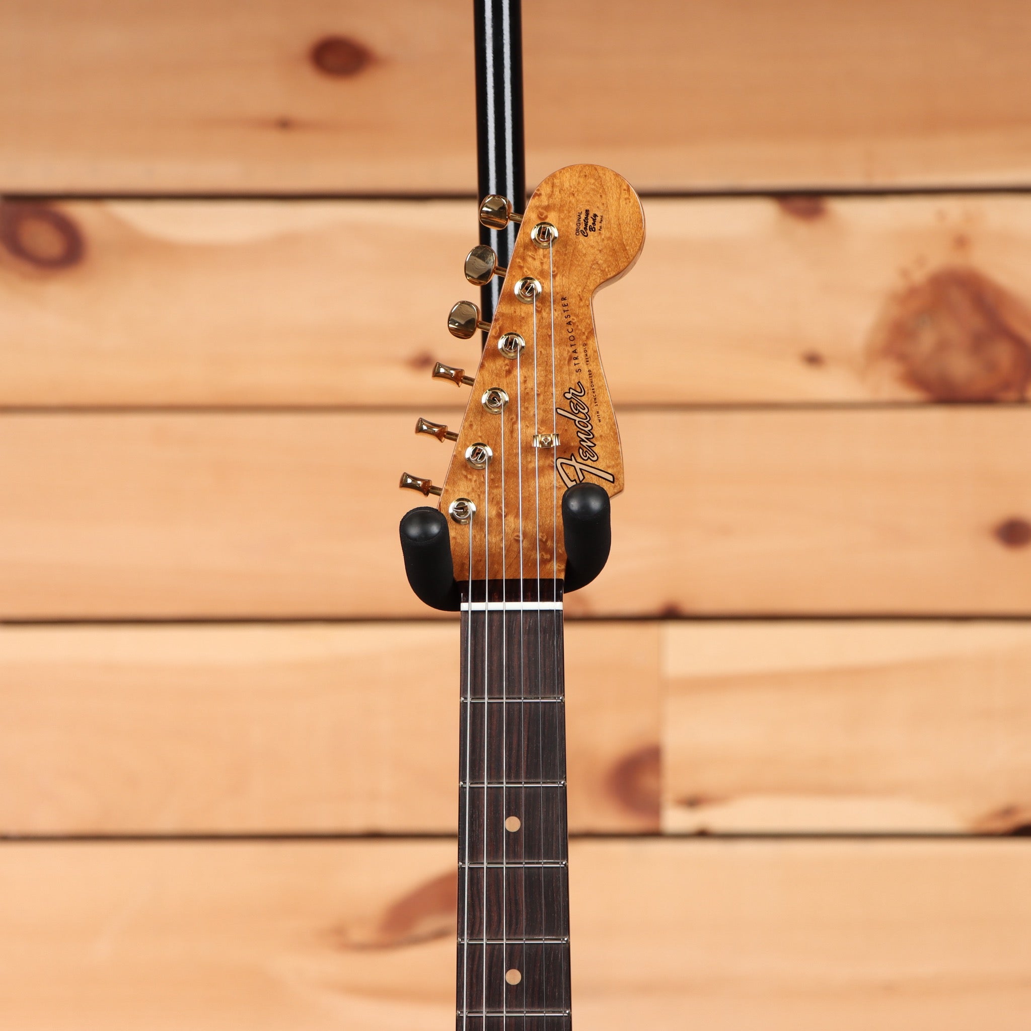 Fender Custom Shop Artisan Maple Burl Stratocaster electric guitar aged natural with maple burl headstock