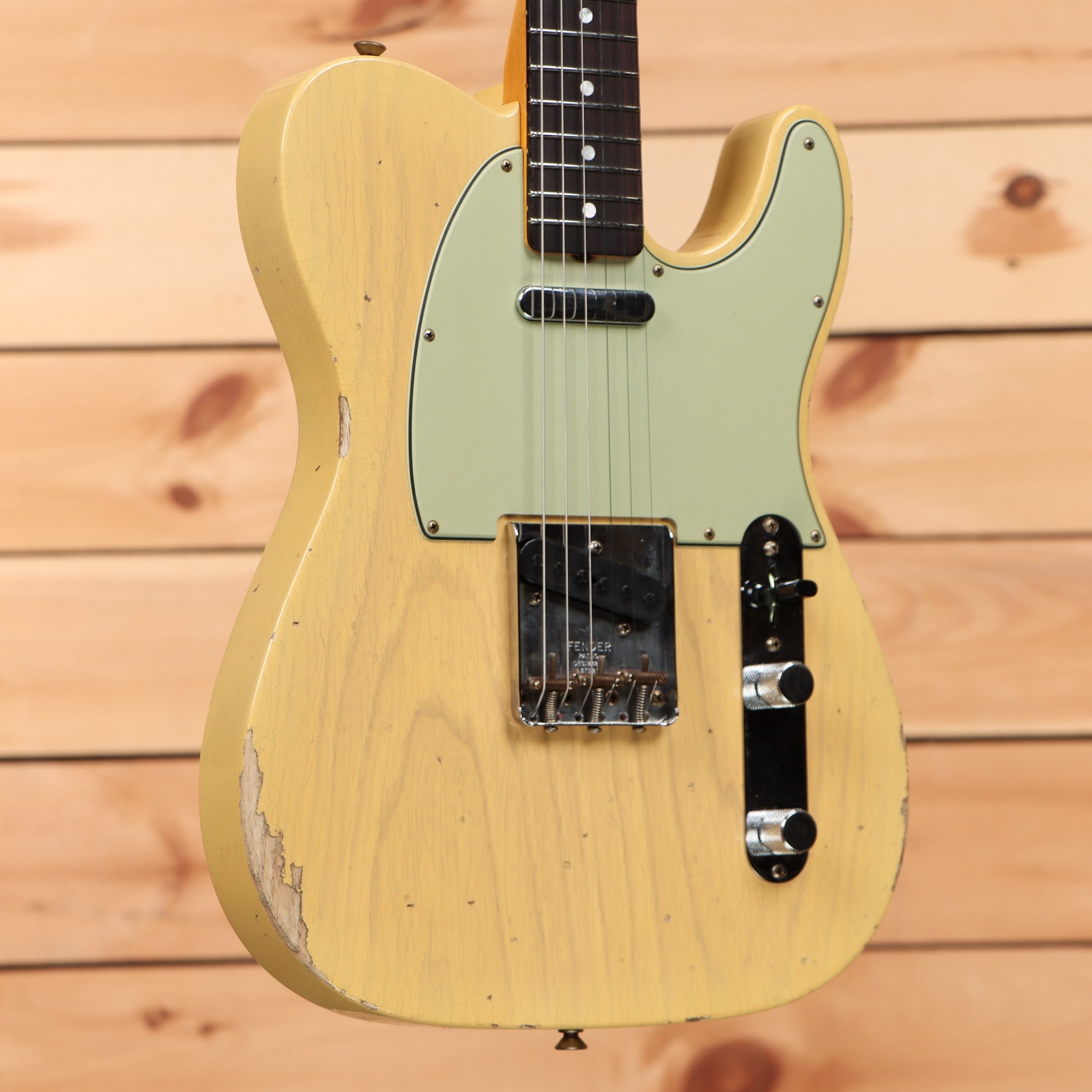 Fender Custom Shop 1964 Telecaster relic electric guitar natural blonde with mint green pickguard
