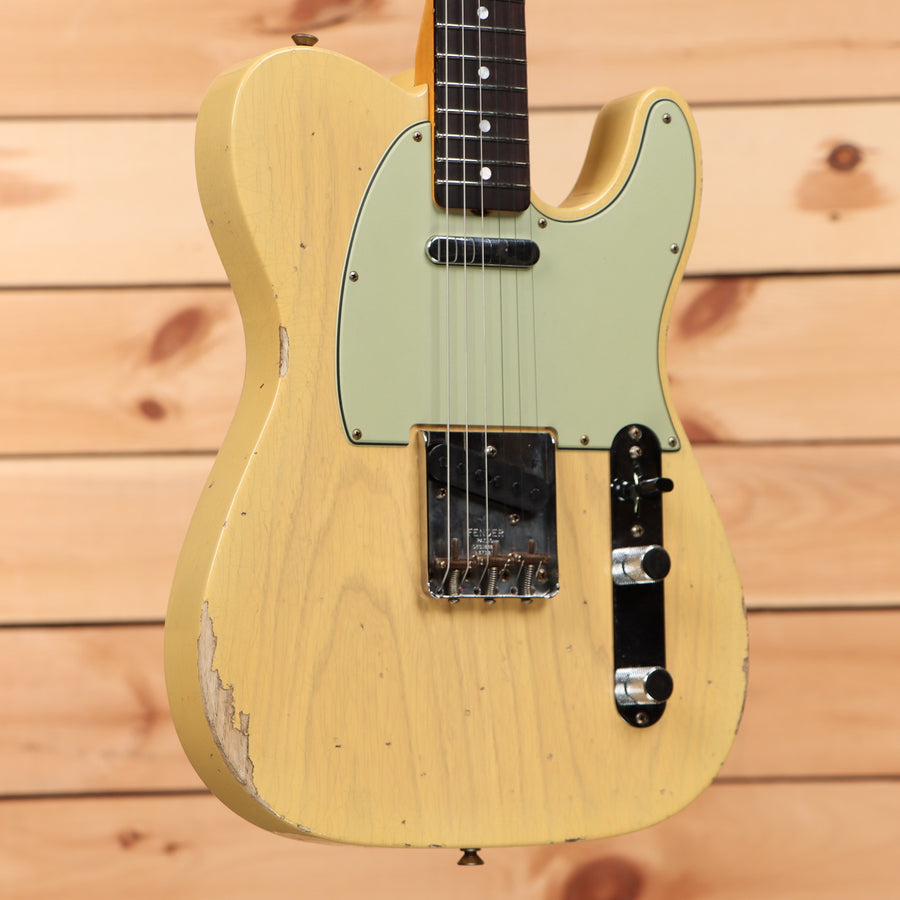 Fender Custom Shop 1964 Telecaster relic electric guitar natural blonde with mint green pickguard