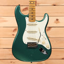 Fender Custom Shop 1956 Stratocaster Journeyman Relic Aged Sherwood Green Metallic electric guitar with vintage single-coil pickups