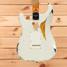 Fender Custom Shop 1960 Stratocaster heavy relic electric guitar Olympic White over 3-Color Sunburst with single-coil pickups