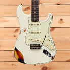 Fender Custom Shop 1960 Stratocaster heavy relic electric guitar Olympic White over 3-color sunburst with single-coil pickups