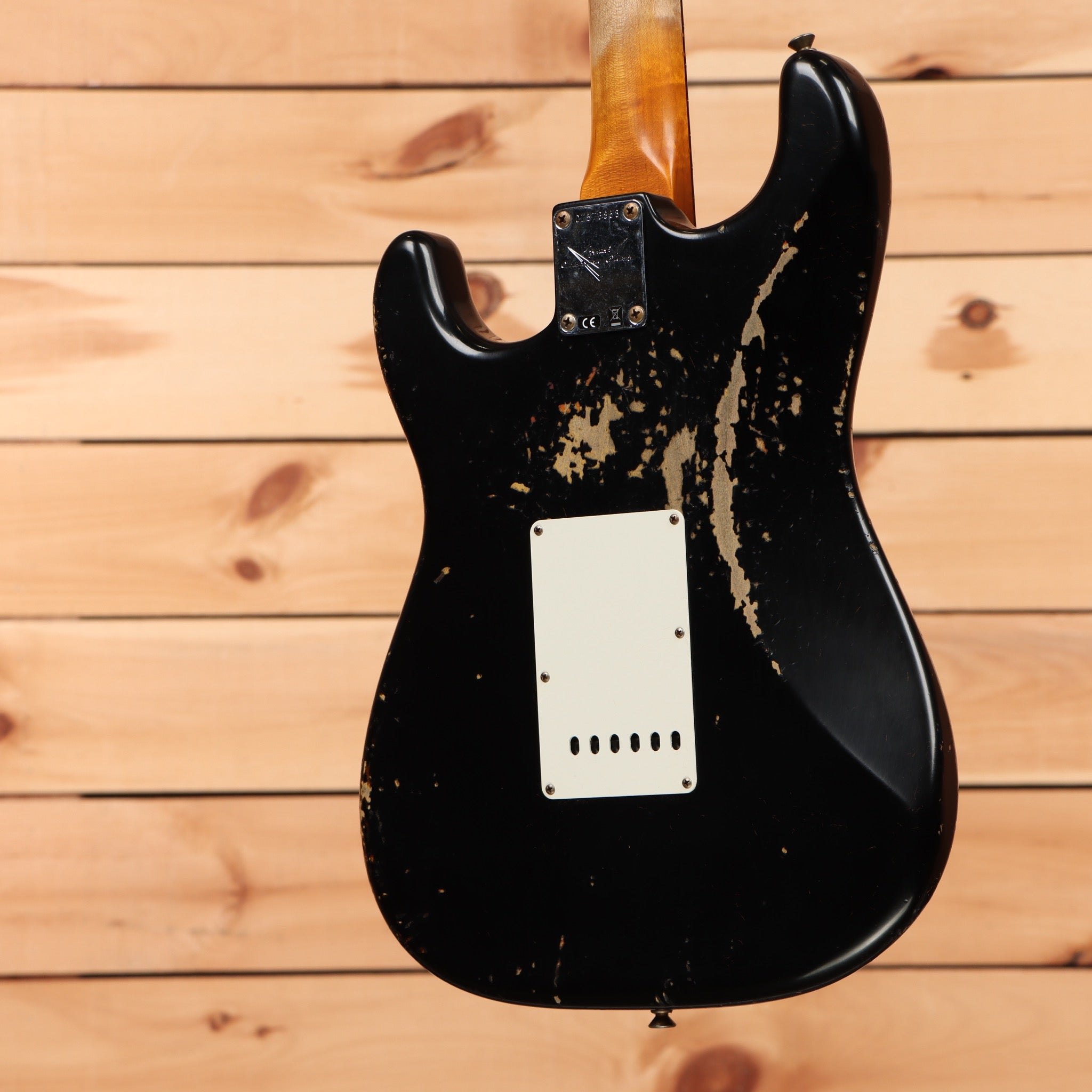 Fender Custom Shop 1960 Stratocaster heavy relic electric guitar aged black with white pickguard
