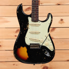 Fender Custom Shop 1960 Stratocaster heavy relic electric guitar aged black over 3-color sunburst with single-coil pickups