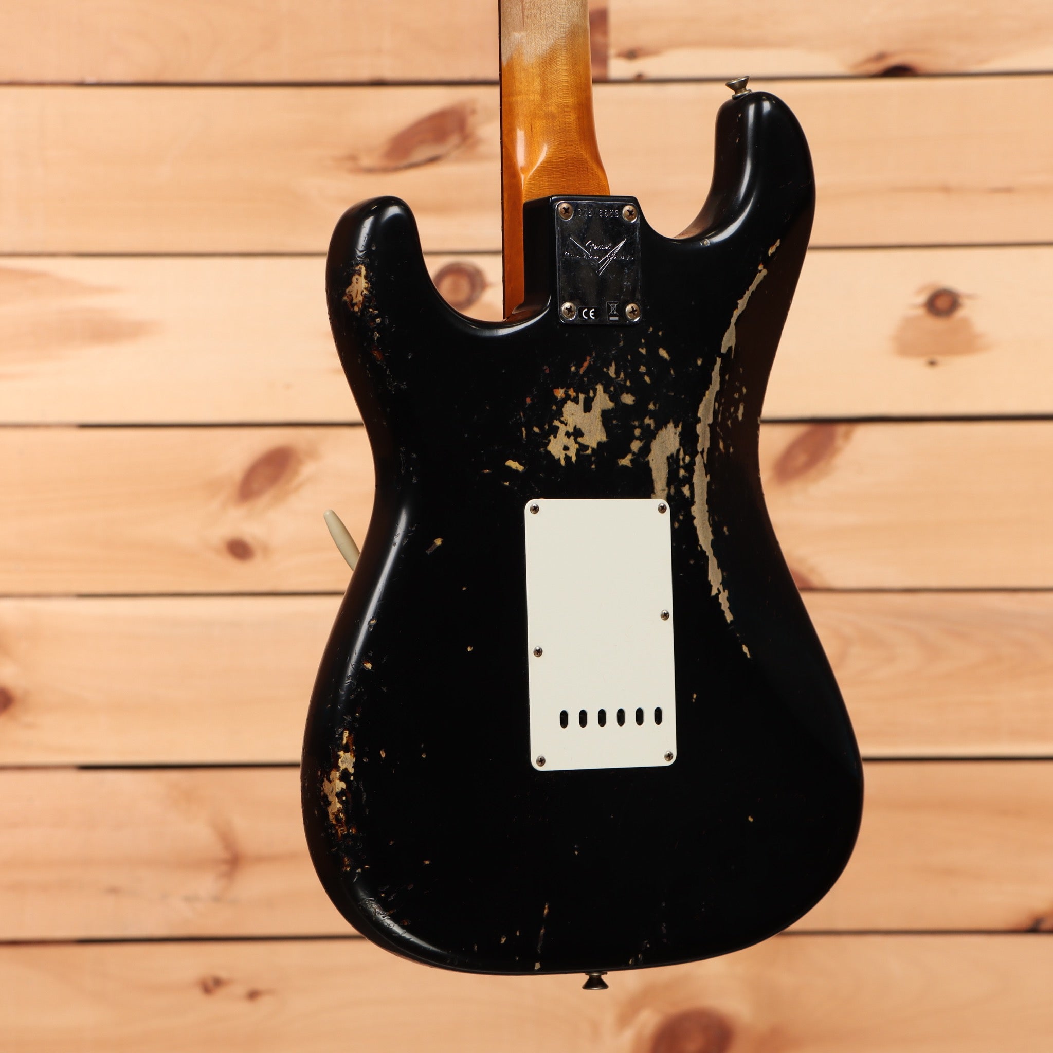 Fender Custom Shop 1960 Stratocaster heavy relic electric guitar aged black with white pickguard
