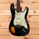 Fender Custom Shop 1960 Stratocaster heavy relic electric guitar aged black over 3-color sunburst with single-coil pickups