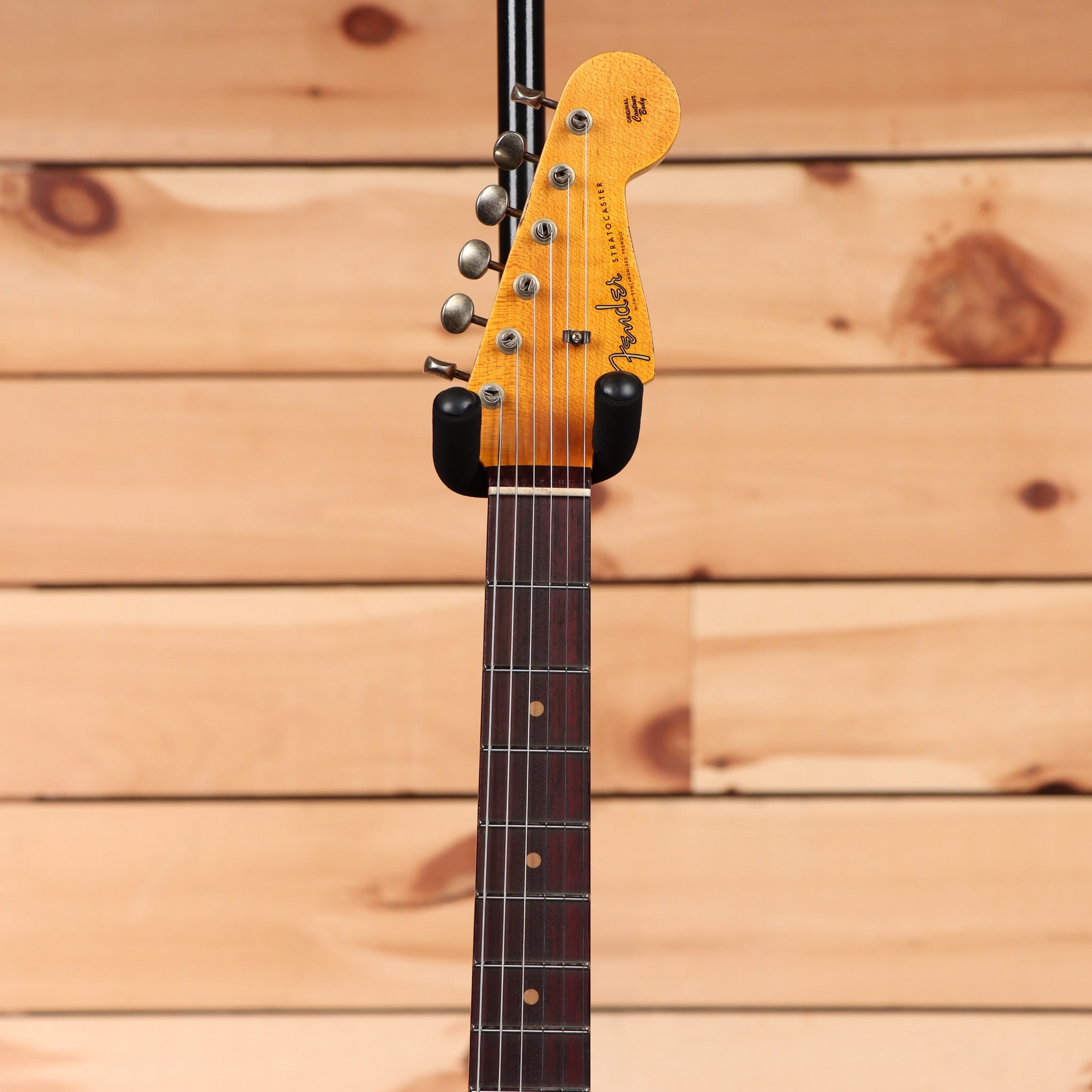 Fender Custom Shop 1960 Stratocaster heavy relic electric guitar aged black over 3-color sunburst with maple neck