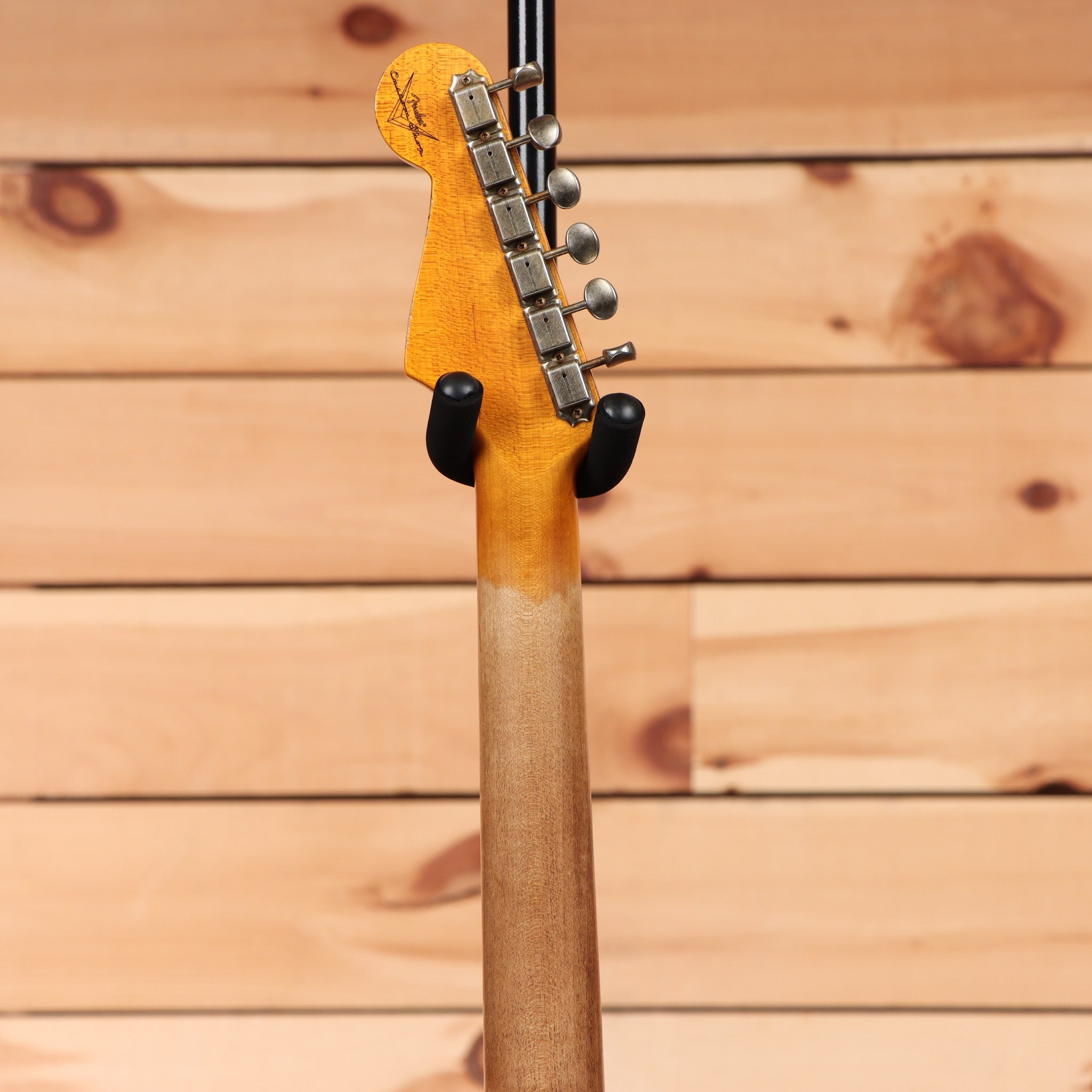 Fender Custom Shop 1960 Stratocaster electric guitar heavy relic aged black over 3-color sunburst with maple neck