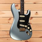 Fender Custom Shop Limited 1965 DualMag Stratocaster electric guitar Aged Ice Blue Metallic with gold hardware and single-coil pickups
