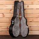 Eastman AC630 acoustic guitar case black leather exterior gray velvet interior