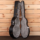 Eastman AC630 acoustic guitar case black leather exterior gray velvet interior