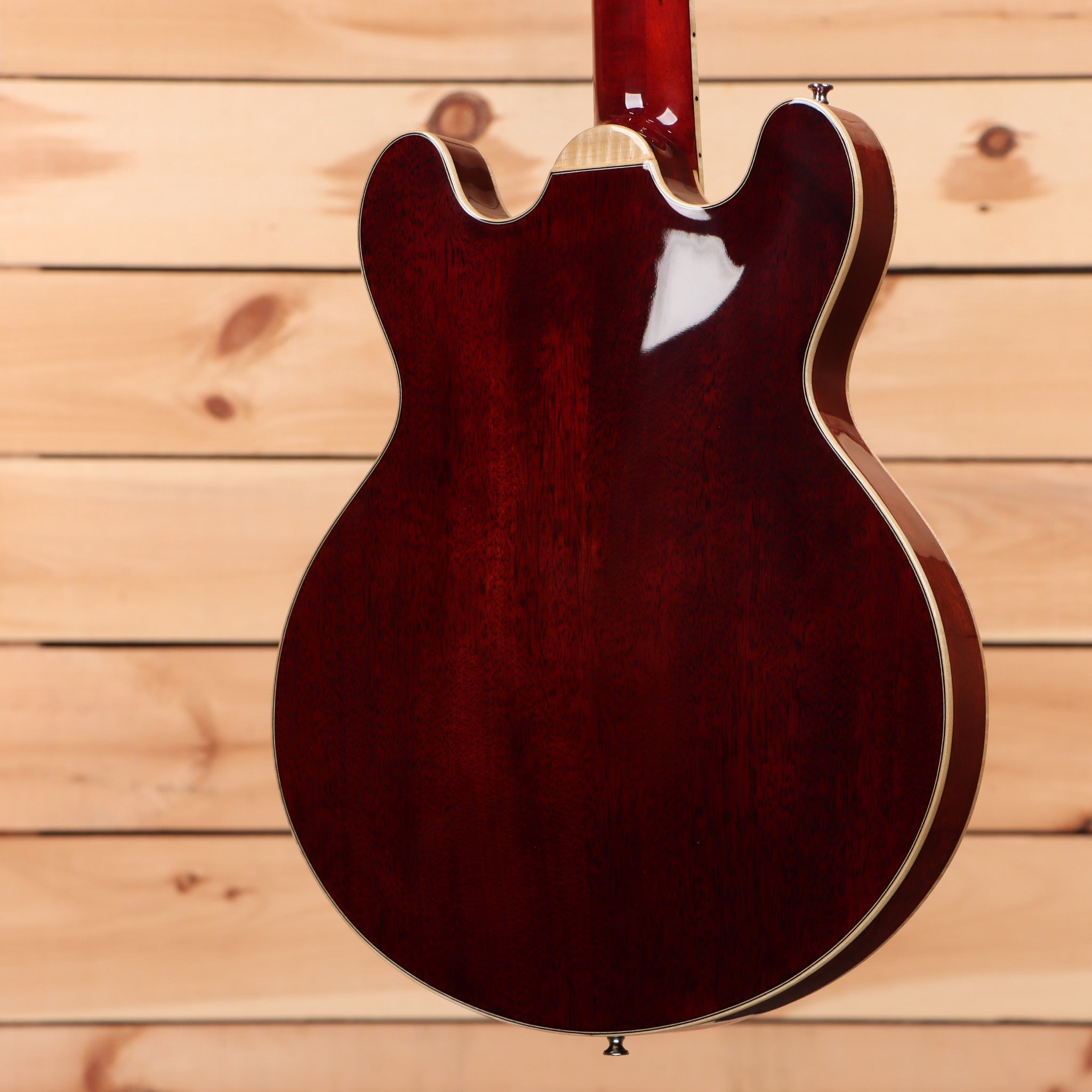 Eastman T184MX semi-hollow body electric guitar classic dark red finish with maple binding
