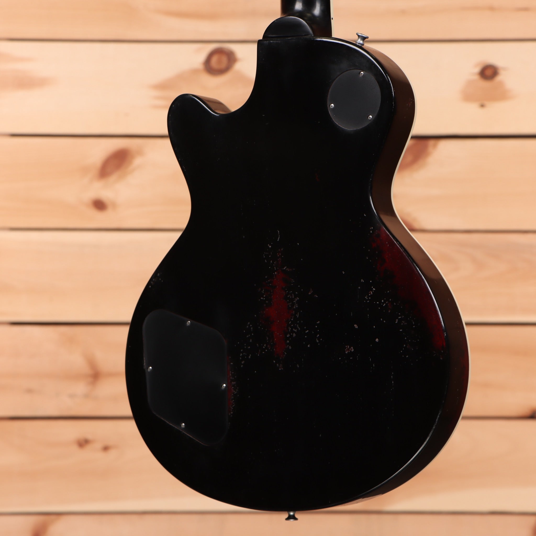 Eastman SB59-V semi-hollow electric guitar black with vintage-style f-hole and dark red burst finish