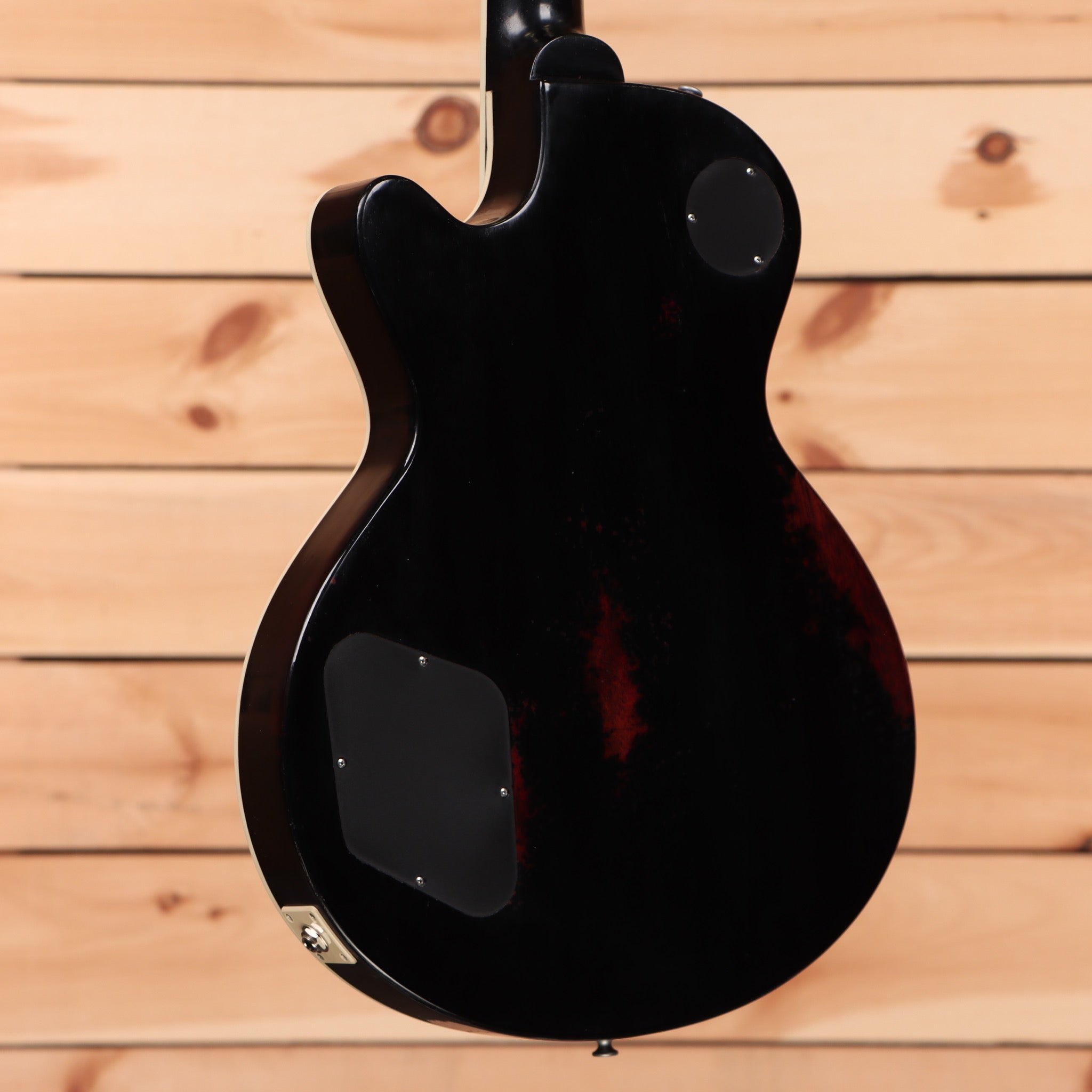 Eastman SB59-V semi-hollow body electric guitar black with f-hole and dark red interior