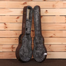 Eastman SB59-V semi-hollow body electric guitar black with brown leather case and gray crushed velvet interior