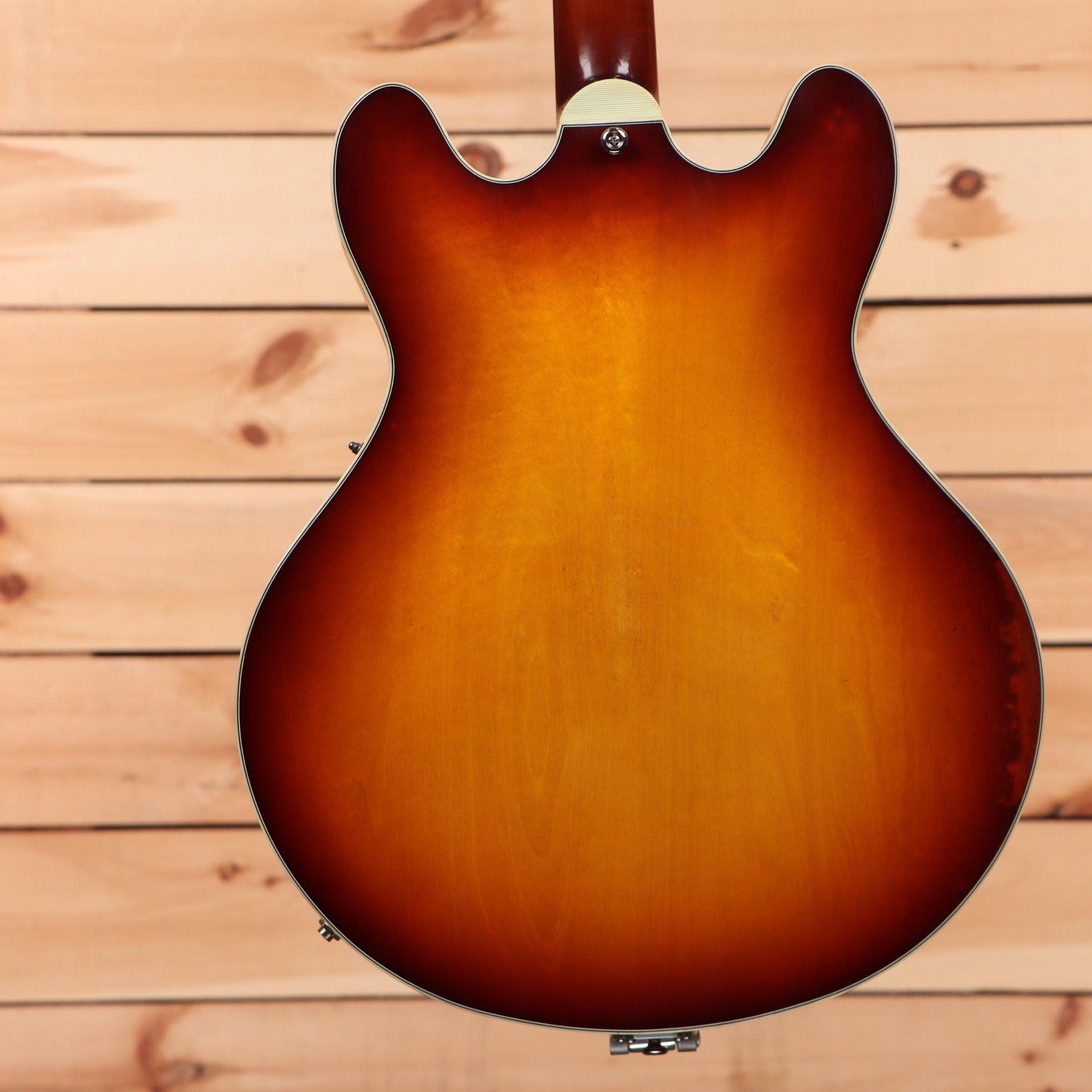 Eastman T64-V semi-hollow electric guitar antique goldburst finish with f-holes and maple neck
