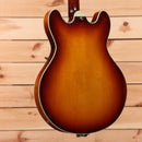 Eastman T64-V semi-hollow electric guitar Antique Goldburst with f-holes and maple neck